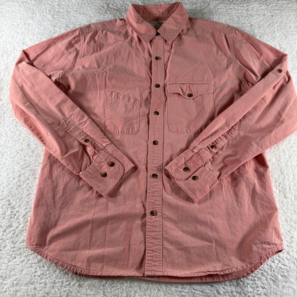 Filson Garment Long‎ Sleeve Button Up Dress Shirt Cotton Light Red Salmon Medium - Picture 2 of 7